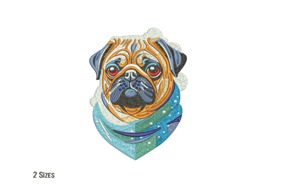 Adorable Winter Pug Dog Embroidery Review