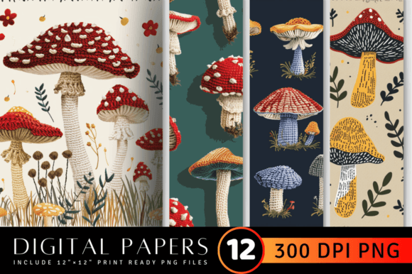 Crochet Mushroom Embroidery Digital Paper Review