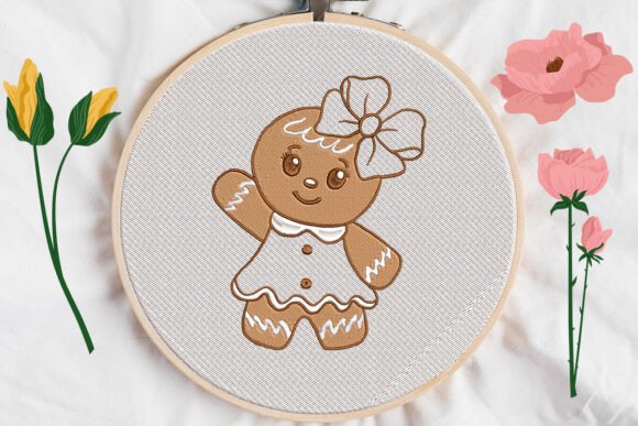 Gingerbread Candy Girl Applique Embroidery