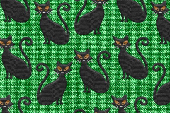 Halloween Embroidery Cats Green Pattern Review