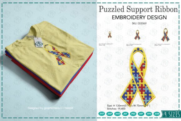 Puzzled Support Ribbon Embroidery Design Review