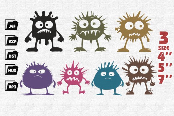 Set of 7 Funny Monsters Embroidery Review
